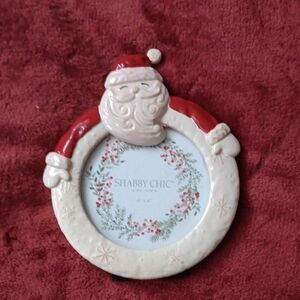 Shabby Chic Santa Claus Frame in Red and Cream